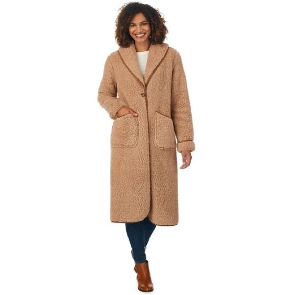 Cuddl Duds Jackets & Blazers - CuddlDuds: Rust/Copper Teddy Cardi Coat
